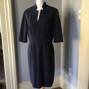 Professional-looking navy blue Tahari dress